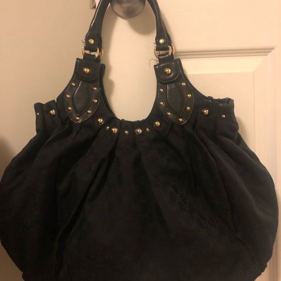 Gucci monogram studded hobo bag in black - Picture 2 of 2